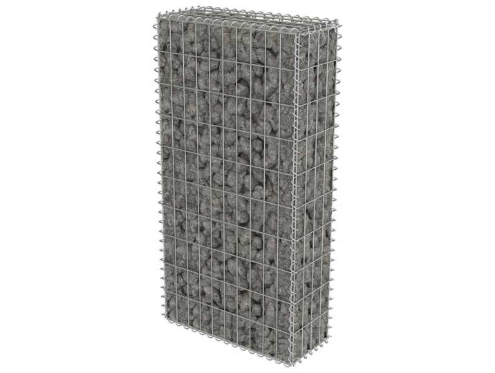 vidaXL Gabionenwand Mit Abdeckung Verzinkter Stahl 50/20/100 Cm, Silberfarben, Metall, 20x100 cm, Gartenzubehör