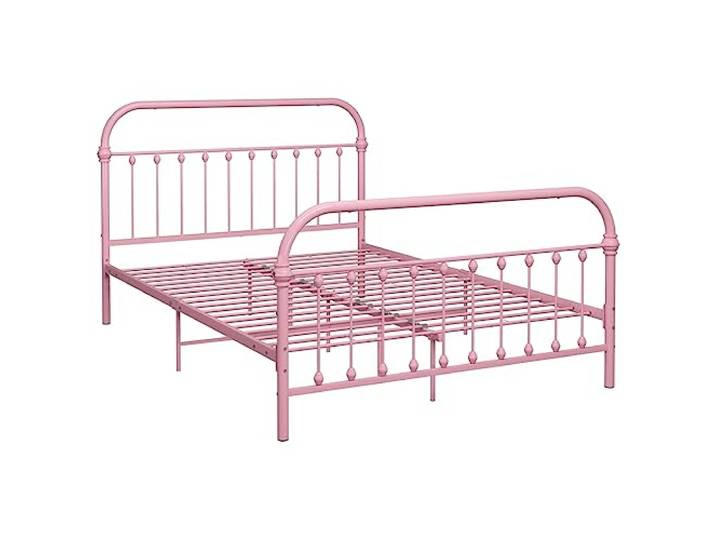vidaXL Bettgestell Klassisch Metallbett Bett Doppelbett Schlafzimmerbett Bettrahmen Lattenrost Ehebett Schlafzimmermöbel Rosa Metall 140x200cm