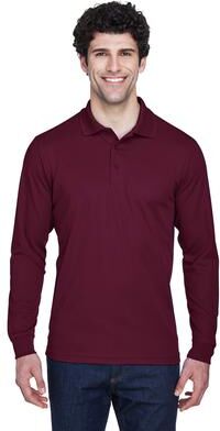 CORE365 88192 Men's Pinnacle Performance Long Sleeve Piqué Polo Shirt in Burgundy size Medium   Polyester