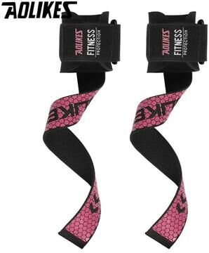 Uplift Picks AOLIKES Non Slip Weight Lifting Straps With Gel Grip rose Red