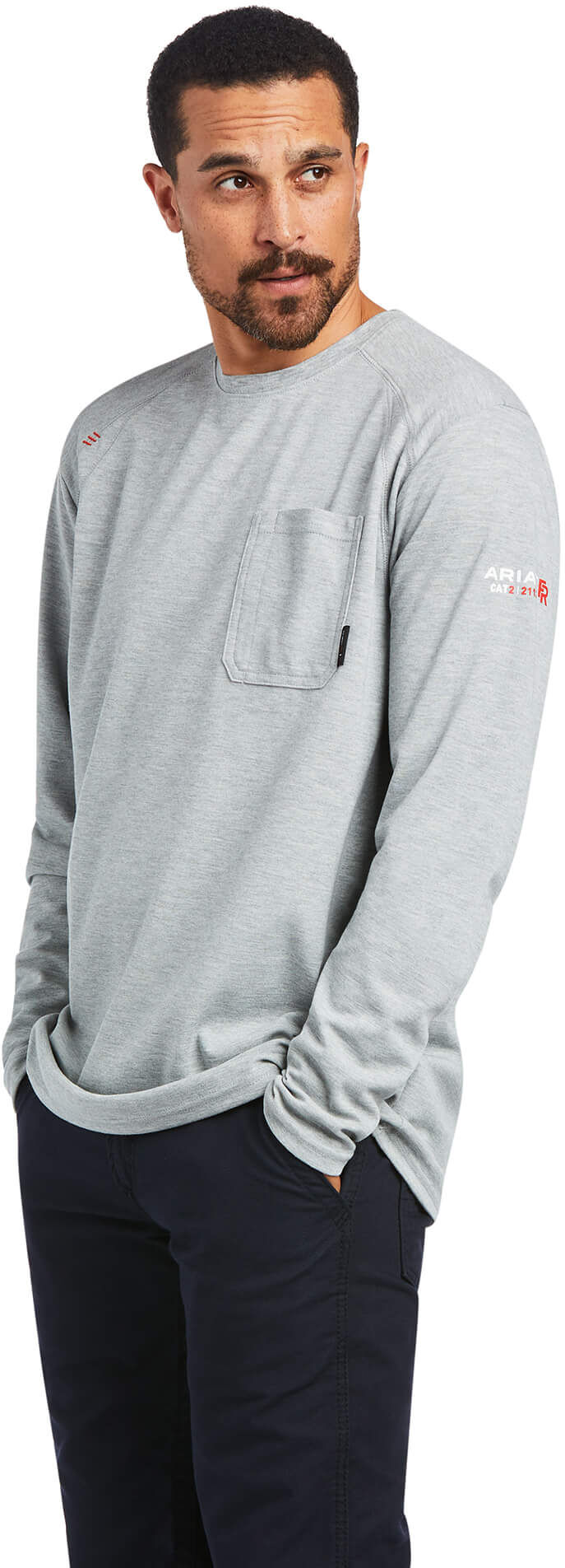 Men's Flame-Resistant Max Protect Inherent T-Shirt in Heather Grey, Size: Small by Ariat
