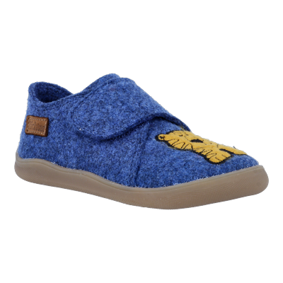 Barfußschuh RICHTER "Fun (Felt)", Jungen, Gr. 32, Filz, blau, Schuhe Barfußschuh, Hausschuh mit Tigermotiv, Größenschablone zum Download