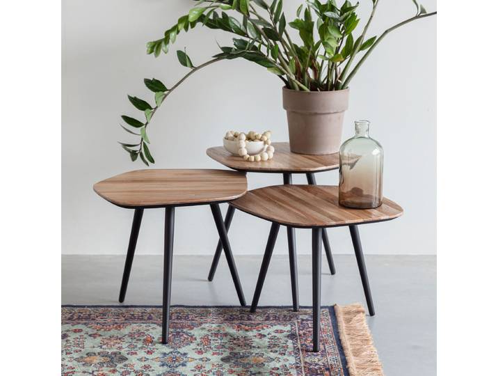 ZILT Organische Salontafel Tyquan Set van 3 stuks - Bruin