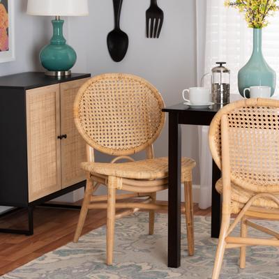 Osaka Modern Bohemian Natural Brown Rattan Dining Chair by Bali & Pari in Natural Brown (Size OS)