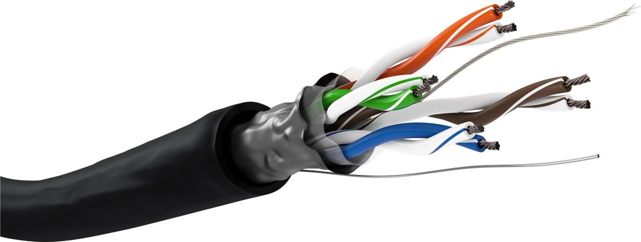 Goobay CAT 5e buitenkabel, netwerk, F/UTP, AWG 26/7, zwart, 100 meter