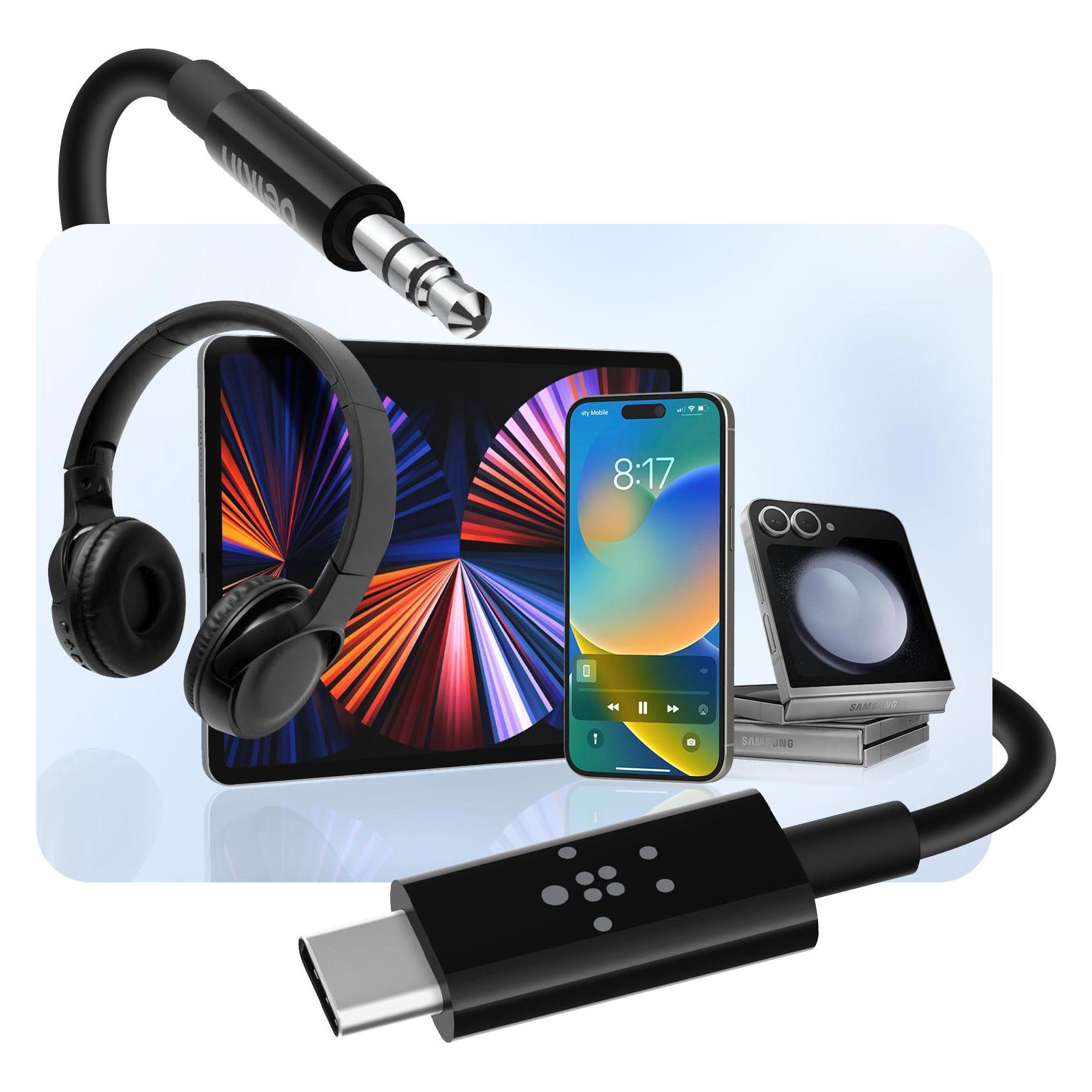Belkin RockStar 3,5mm Aud./USB-C Kabel 0,9m (0.90 m, AUX Kabel) (F7U079BT03-BLK)