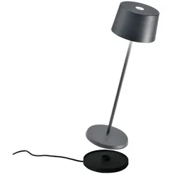 Zafferano Olivia Pro Dunkelgraue LED-Tischleuchte, wiederaufladbar und dimmbar