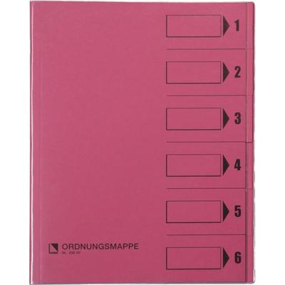 Bene Ordnungsmappen A4 Karton 250g/qm 6 Fächer rosa Packung mit 10 Stück