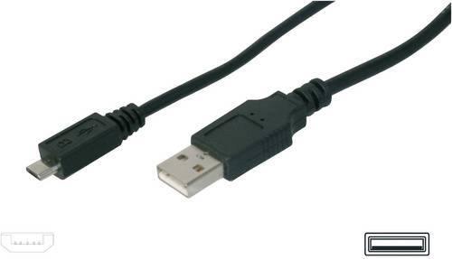 Digitus USB-Kabel USB 2.0 USB-A Stecker, USB-Micro-B Stecker 1.00m Schwarz AK-300127-010-S