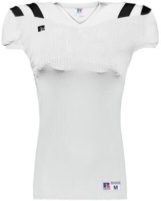 Russell Athletic R0100M Canton Football Jersey T-Shirt in White/Black size Medium   Polyester/Spandex Blend