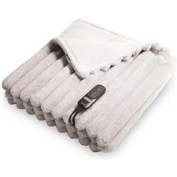 Duux, Heizdecke, Yentl Striped Elektrisch Warmtedeken 200x200 cm – 9 standen – Grijs (200 x 200 cm)