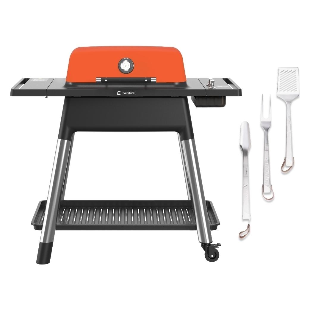 Everdure Force Gen III Gas Grill, orange, includes grilling tool set (12 kW) (FORCEOEUTK)