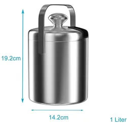 Intirilife 4-teiliges Eiskübel Set, Flaschenkühler, Silber