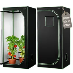 VEVOR Growzelt, 80x80x180 cm, Growbox 600D hochreflektierendes Mylar, Indoor-Pflanzenzelt mit Beobachtungsfenster, Bodenwanne & Reißverschluss, Gewächshaus Zuchtzelte für Obst, Blumen & Gemüse