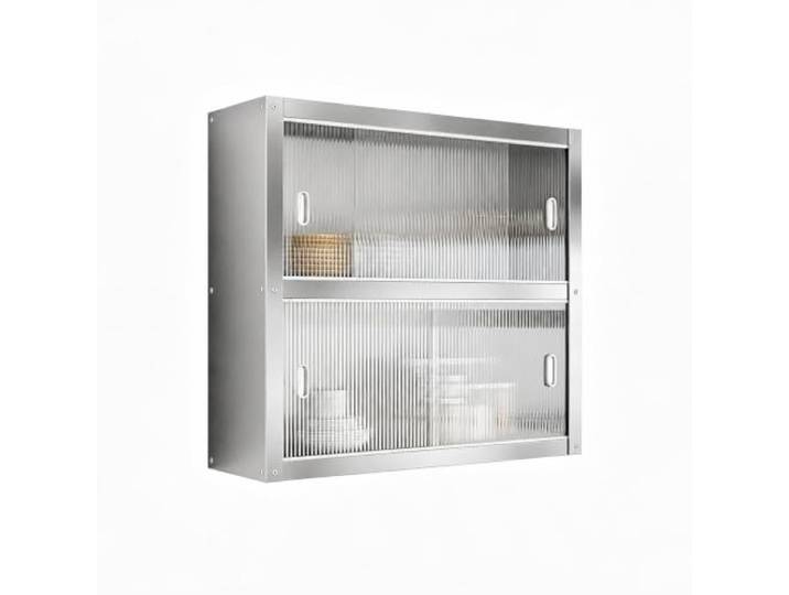 FQMYLTYN Wandhängender Küchenschrank, Edelstahl Schrank mit Schiebetüren Gewürzregale mit großem Fassungsvermögen, für Küche, Wohnzimmer, Badezimmer und Balkon(70x35x70cm/28x14x28in)