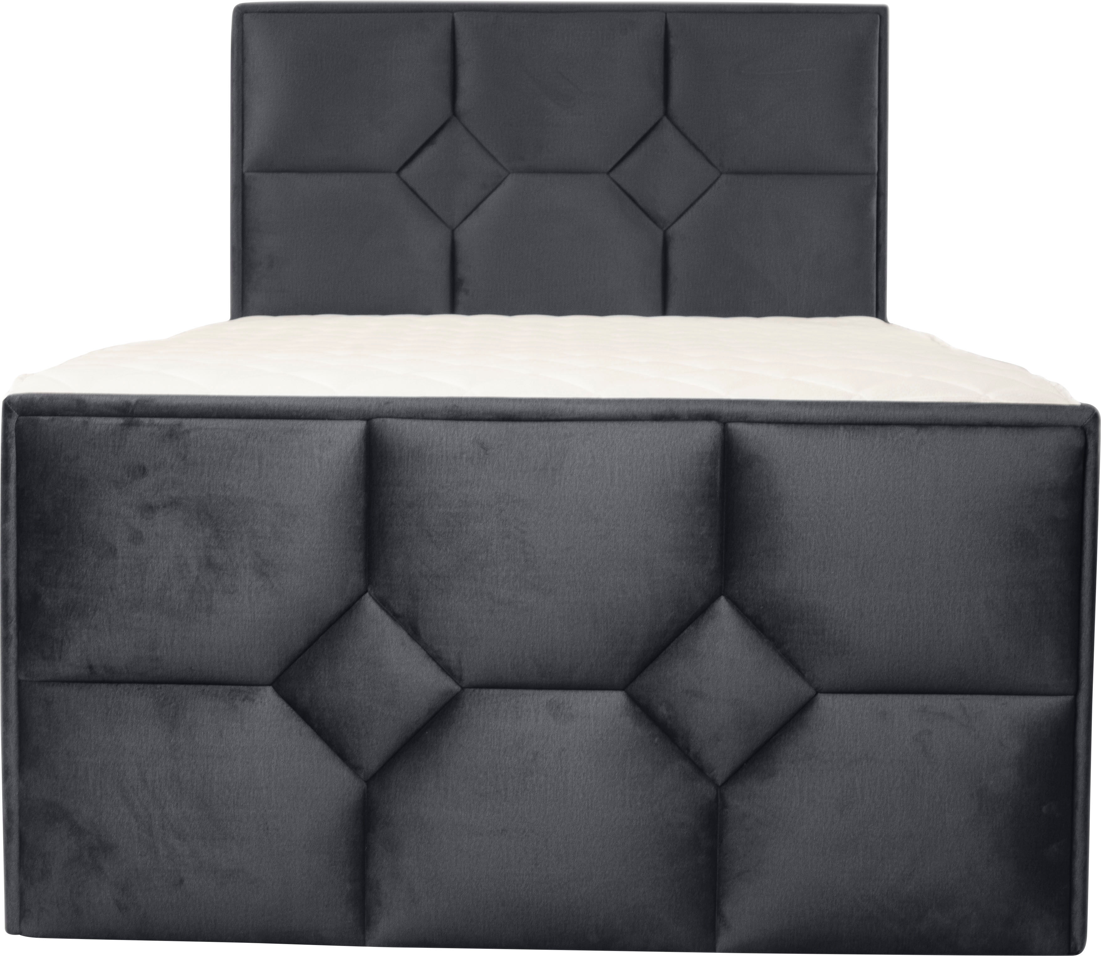 Boxspringbett HOME AFFAIRE "Ambre", grau (anthrazit), B:121cm L:210cm, Komplettbetten, Boxspringbett, mit Taschen-Federkernmatratze