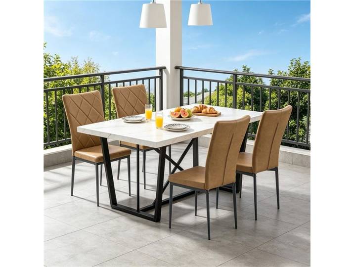 Lot de 4 chaises élégantes dossier haut assise rembourrée pour salle d'attente cuisine salon ou réception design polyvalent
