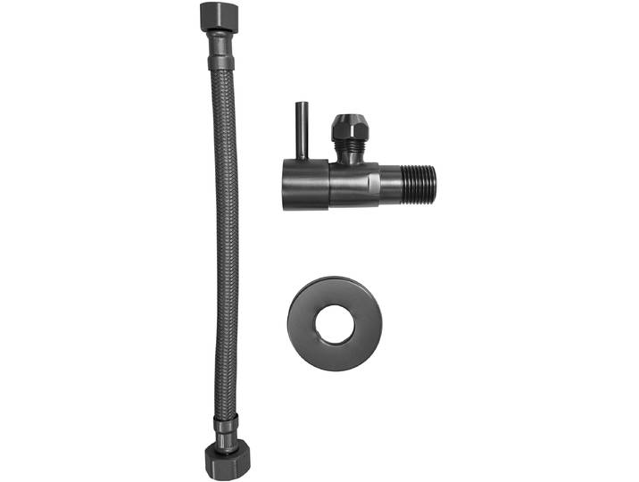 Xellanz Minimal Hoekstopkraan - 1/2x3/8 - met Flexibele Aansluitslang - 1/2x3/8 - 25cm - Gunmetal
