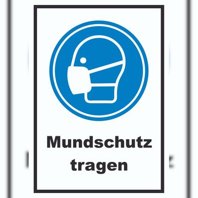 HB-Druck Mundschutz tragen Schild A0 Rückseite selbstklebend