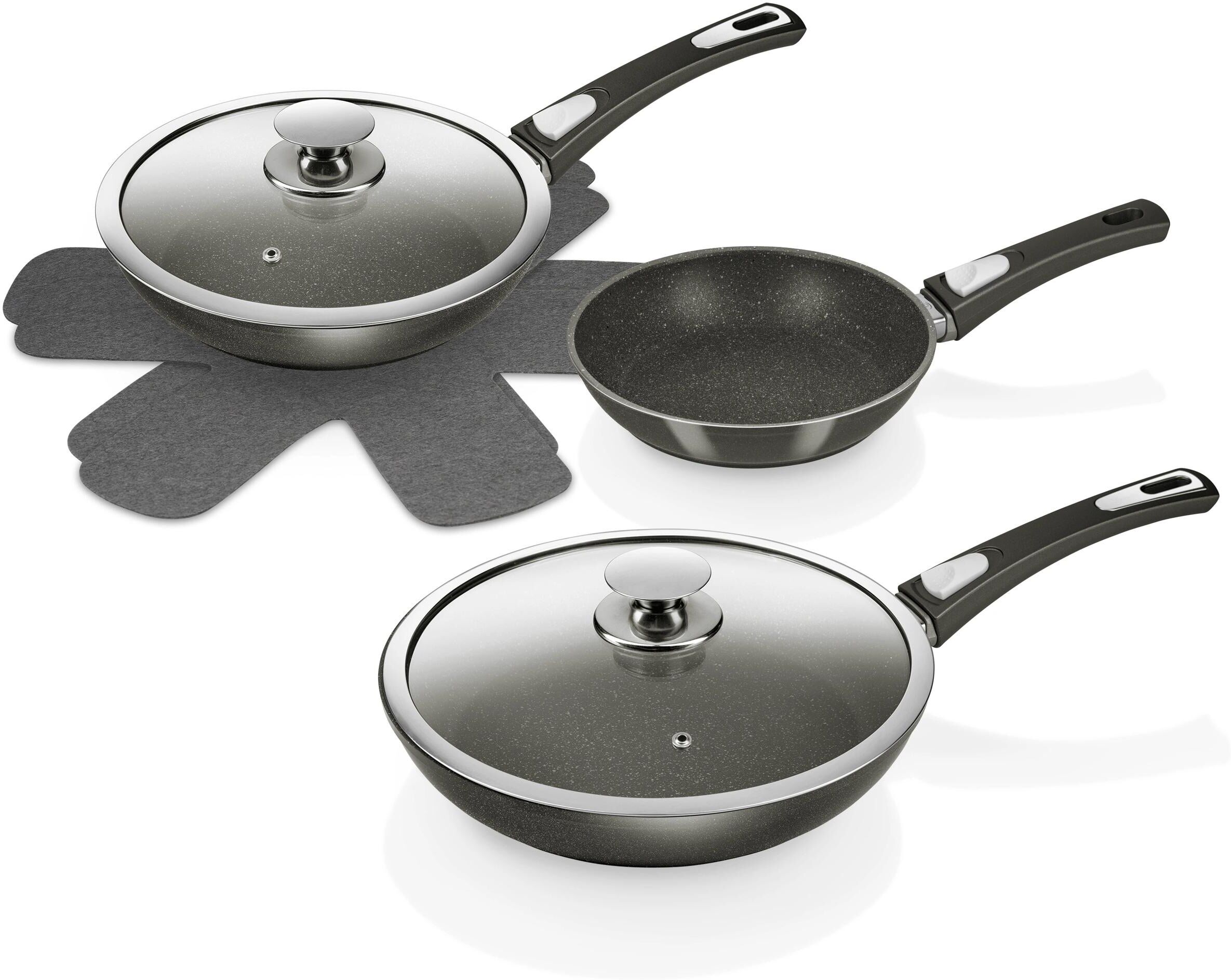 Pfannen-Set GENIUS "Set 20 cm/24 cm/28 cm", grau, Pfannen, Pfannen-Set grau Einheitsgröße