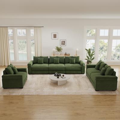 GDFStudio - 3-Piece Oversized Cloud Vertical Ribbed Corduroy Modular Sectional Sofa Set