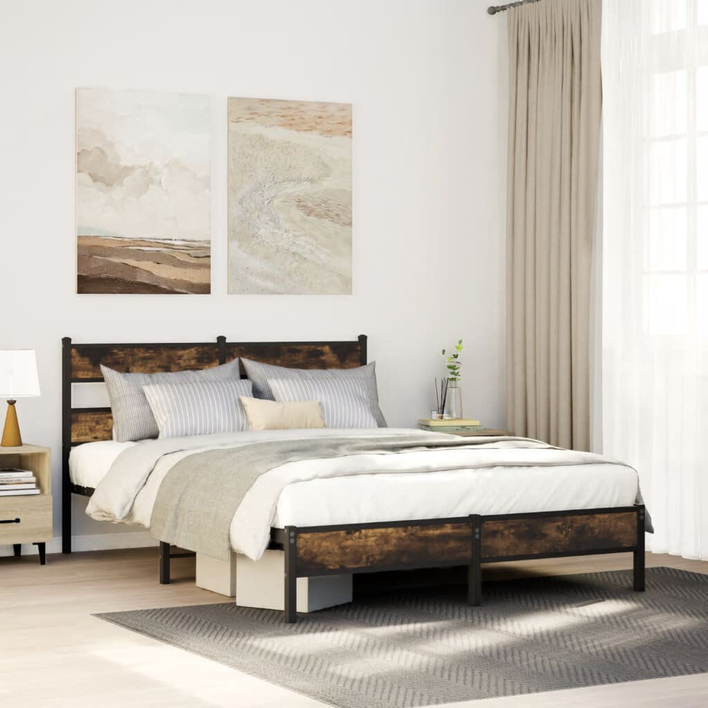Borough Wharf Bed Frame Without Mattress With Headboard Smoked Brown 91.5cm H x 207cm W x 146cm D