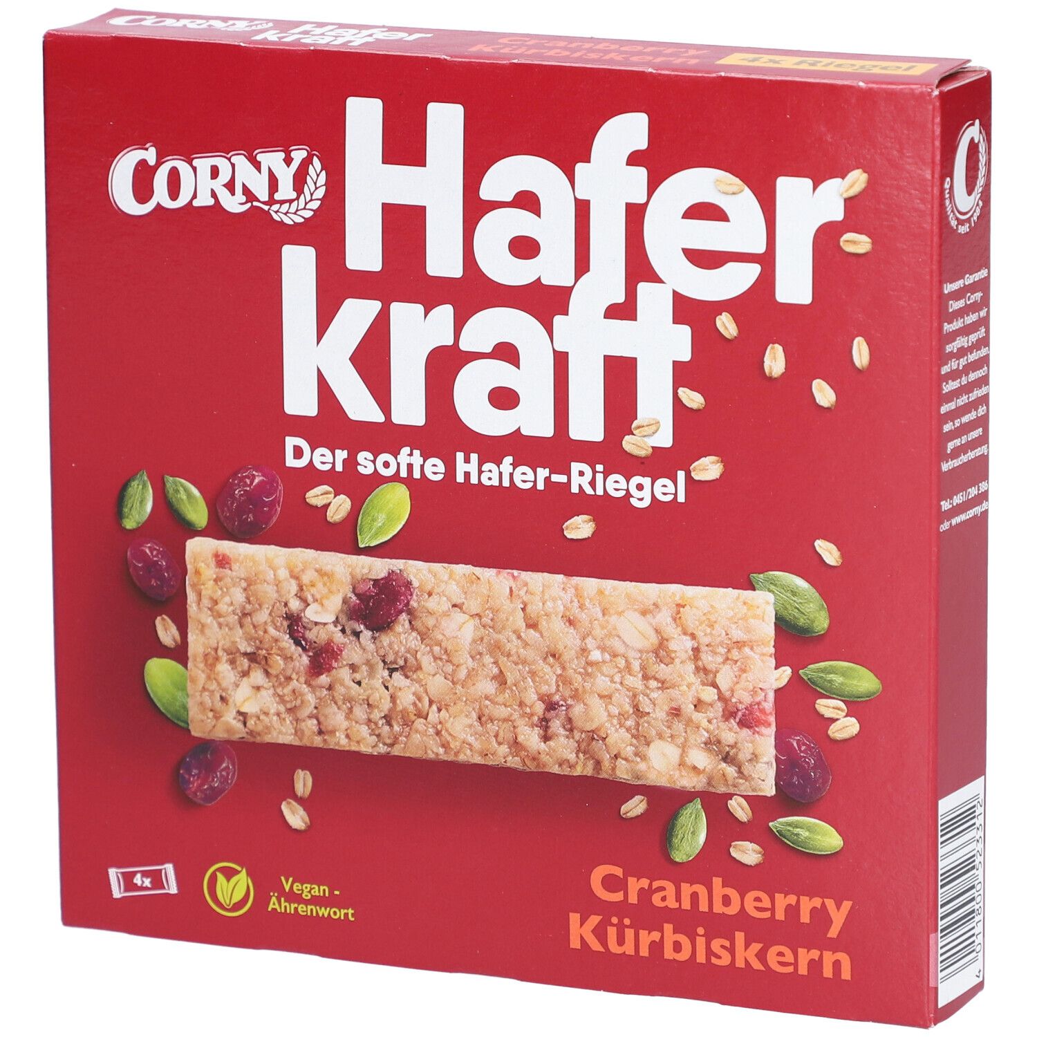 Corny Haferkraft Faltschachtel Cranberry-Kürbiskern 4 St Riegel