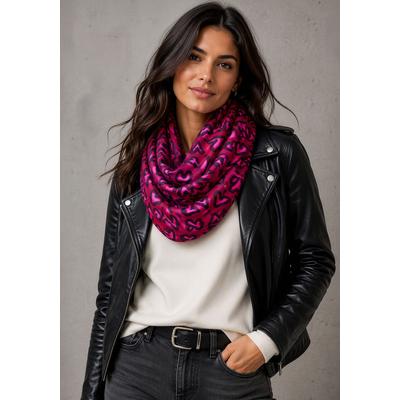 Loop LAURA SCOTT, Damen, beere, rosa, Web, Polyester, bedruckt, gemustert, Modetücher Loop, gemusterter Druck, leichtes, einlagiges Material, Webstruktur