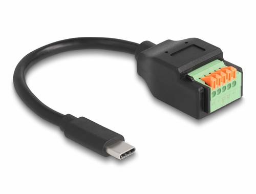 Delock USB-C Kabel USB 2.0 USB-C Stecker, 5 Pin Terminalblock 0.15m Schwarz 66066