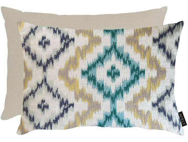 Dekokissen APELT Milan in Ikat-Design , bunt (natur, blau, ornament), B:35cm H:10cm L:45cm, Mischgewebe, Dekokissen_Sitzkissen_Kissenhüllen, Dekokissen, inclusive Soft-Kissenfüllung 100% PES
