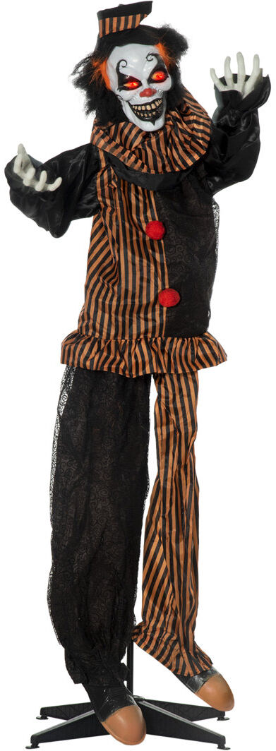 The Seasonal Aisle Outsunny 67" Animated Prop Circus Clown, Indoor Outdoor Halloween Decorations Black 170cm H X 120cm W X 20cm D