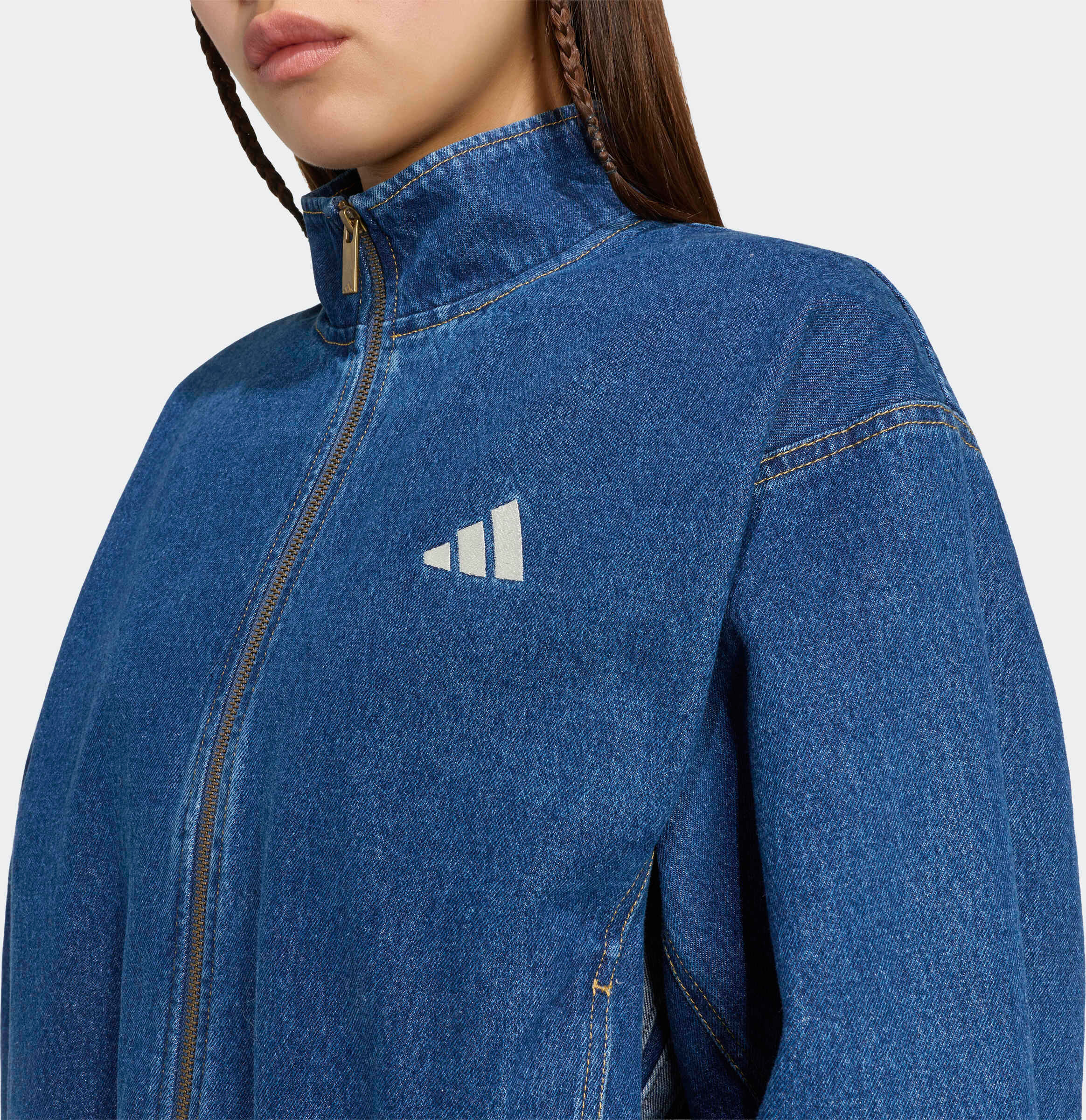 Outdoorjacke ADIDAS SPORTSWEAR "STADIUM, LOCKERE PASSFORM, VERWASCHENE OPTIK", Damen, Gr. XXL, blau (preloved ink), Obermaterial: 100% Baumwolle, Jacken Outdoorjacke, für Erwachsene, mit Baumwolle als Obermaterial