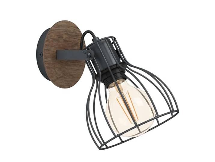Eglo Applique murale Sambatello\, lampe murale vintage 1 flamme style rétro matériau : acier\, couleur : marron\, douille : E27
