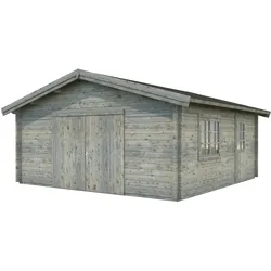 Palmako Garage Roger 27,7 m2 - 70 mm - mit Holztor Grau tauchimprägniert