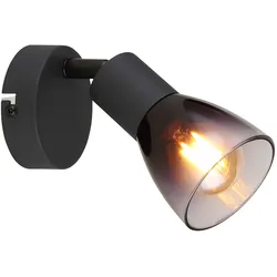 Wandleuchte Wandlampe Flurleuchte Metall Schwarz-matt Glas Rauchfarbe 1-Flammig