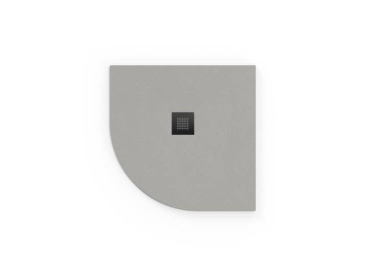 Alek Receveur de douche quart de rond 80x80cm avec siphon, marbre coulé, Gris (SATALEK80SS-S)