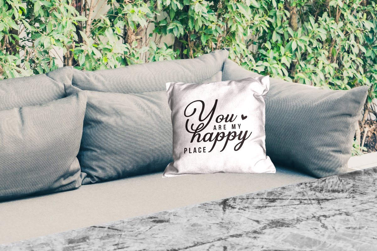 Weerbestendig tuinkussen You are my happy place - 40 x 40 cm