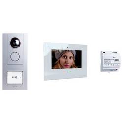 m-e modern-electronics VD ALU 6109 S/W Video-Türsprechanlage Komplett-Set Weiß (glänzend), Silber 41331