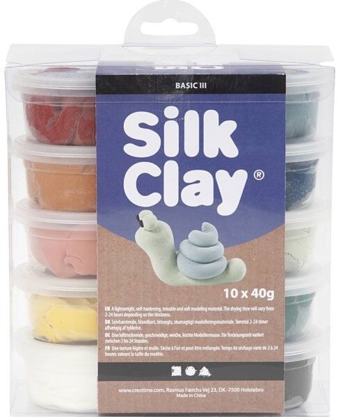 Silk Clay Modellermasse, 10x40 G, Douche Farver