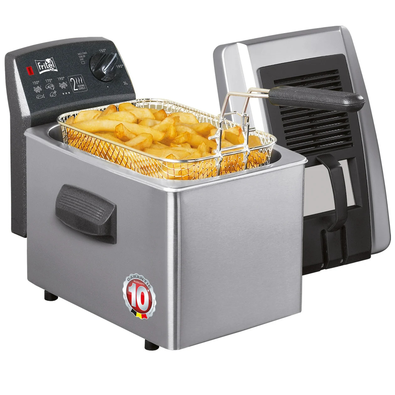 Fritel TURBO SF 4170 Friteuse, 3 liter, Zwart/Zilver