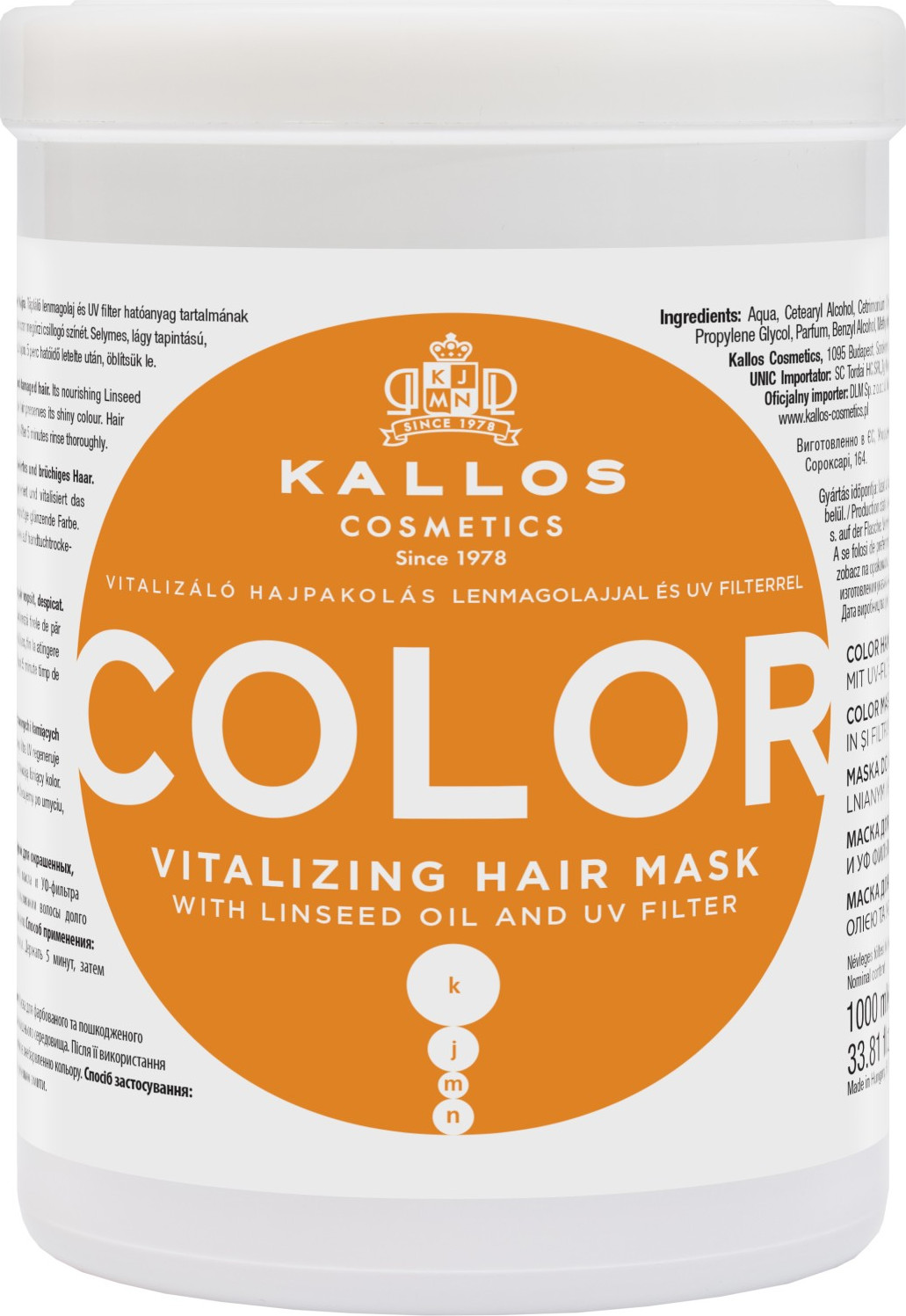 Kallos KJMN Color Vitalizing Hair Mask 1000 ml KA-KJMN0813
