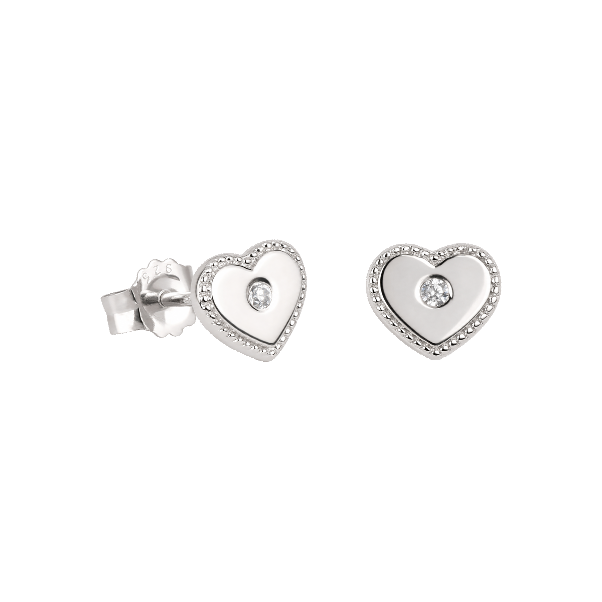 Jacques Lemans Ohrstecker Herz Sterlingsilber mit Zirkonia