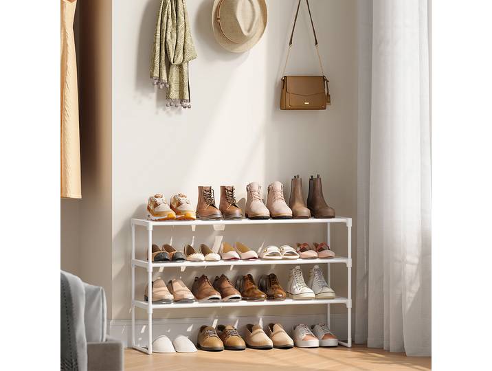 Étagère à chaussures Hendren - Largeur 92 x 55 x 30cm Blanc/Blanc