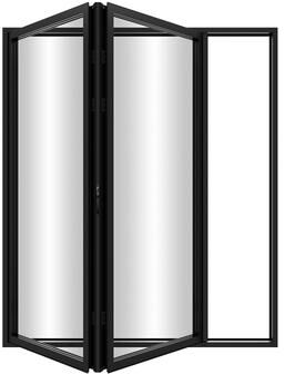 "KaMic Elite-Fold 72"" x 96"" 2-Panel Aluminum Folding Door in Black with Hidden Hinges & Rollers, Folded Out From Right To Left"