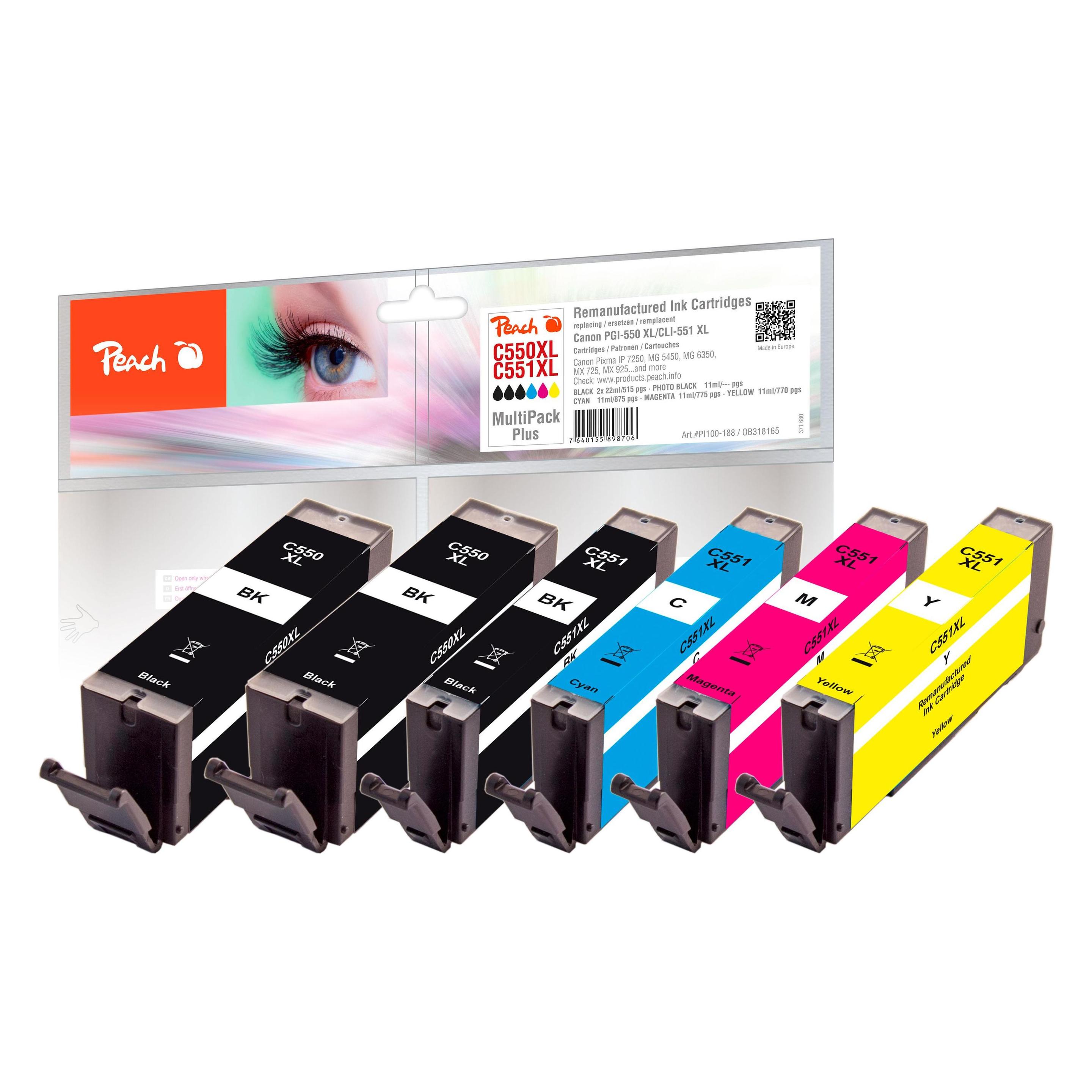 Peach PGI-550, CLI-551, 2x 1x Foto 1x 1x 1x (BK, C, M, Y) (PI100-188)