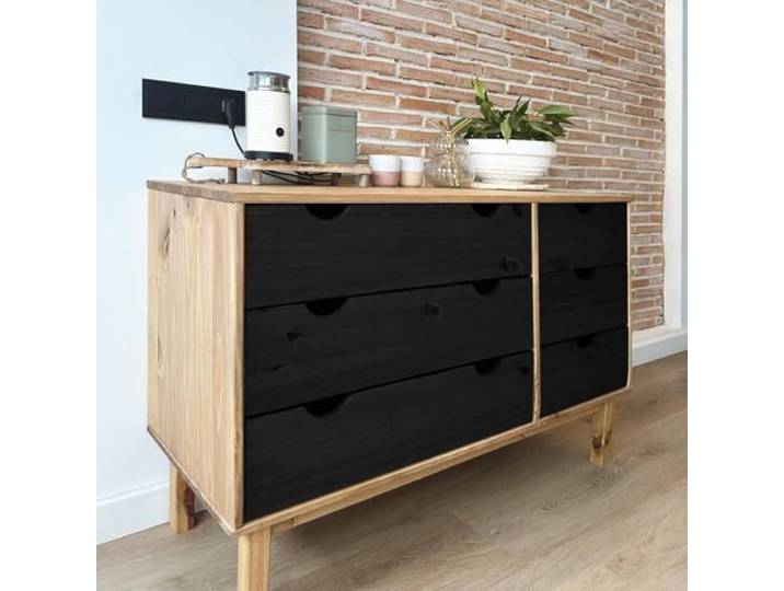 TUERYAFEK Schubladenschrank OTTA Aus Massivem Kiefernholz 111x43x73,5 cm Massives Kiefernholz, sechs Schubladen, wasserfest, skandinavisches Design, inklusive Wandbefestigung