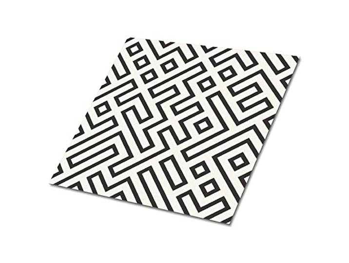 Decormat Selbstklebende Vinylfliesen Wandfliesen für die Küche Dekoartikel Aufkleber Schwarz Bodenbeläge PVC Fliesenaufkleber Satz von 9 Fliesen - 30x30 cm - Geometrische Linien