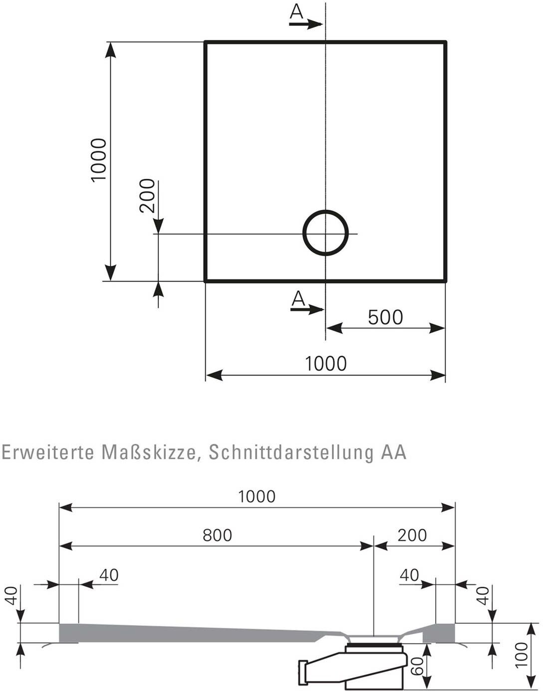 Mauersberger Duschfläche Davisi 100 x 100 cm, Duschwannen, 2810000190, rein-weiß