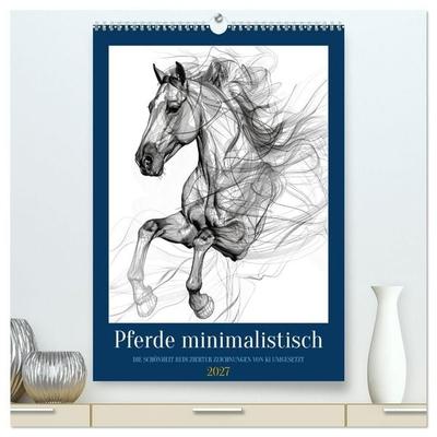 Pferde minimalistisch (hochwertiger Premium Wandkalender 2027 DIN A2 hoch), Kunstdruck in Hochglanz