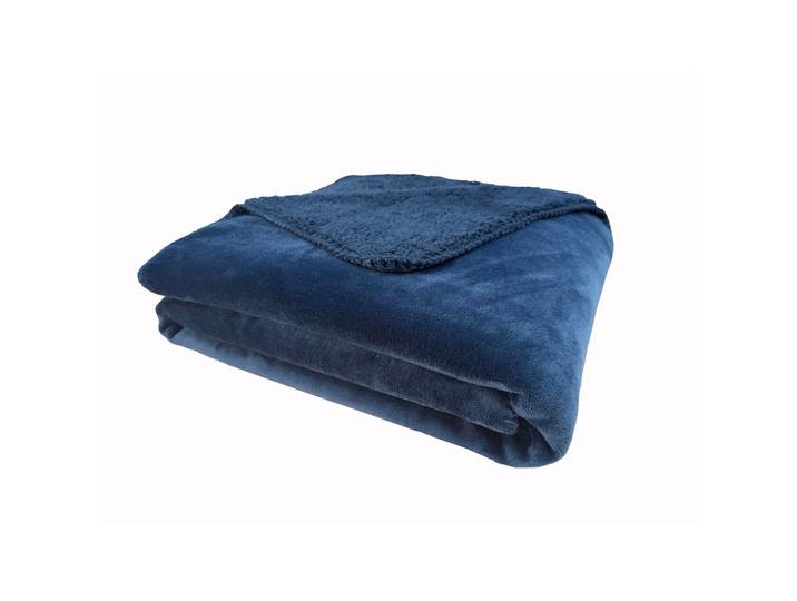 Wohndecke Emma blau Polyester 130 x 170 cm - Material: 100% POLYESTER - Wohndecke